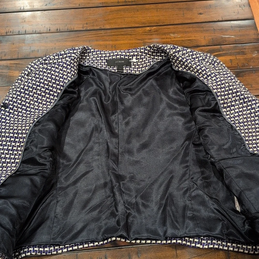 J. Crew Silk Blend Tweed shimmer Blazer Basket Weave